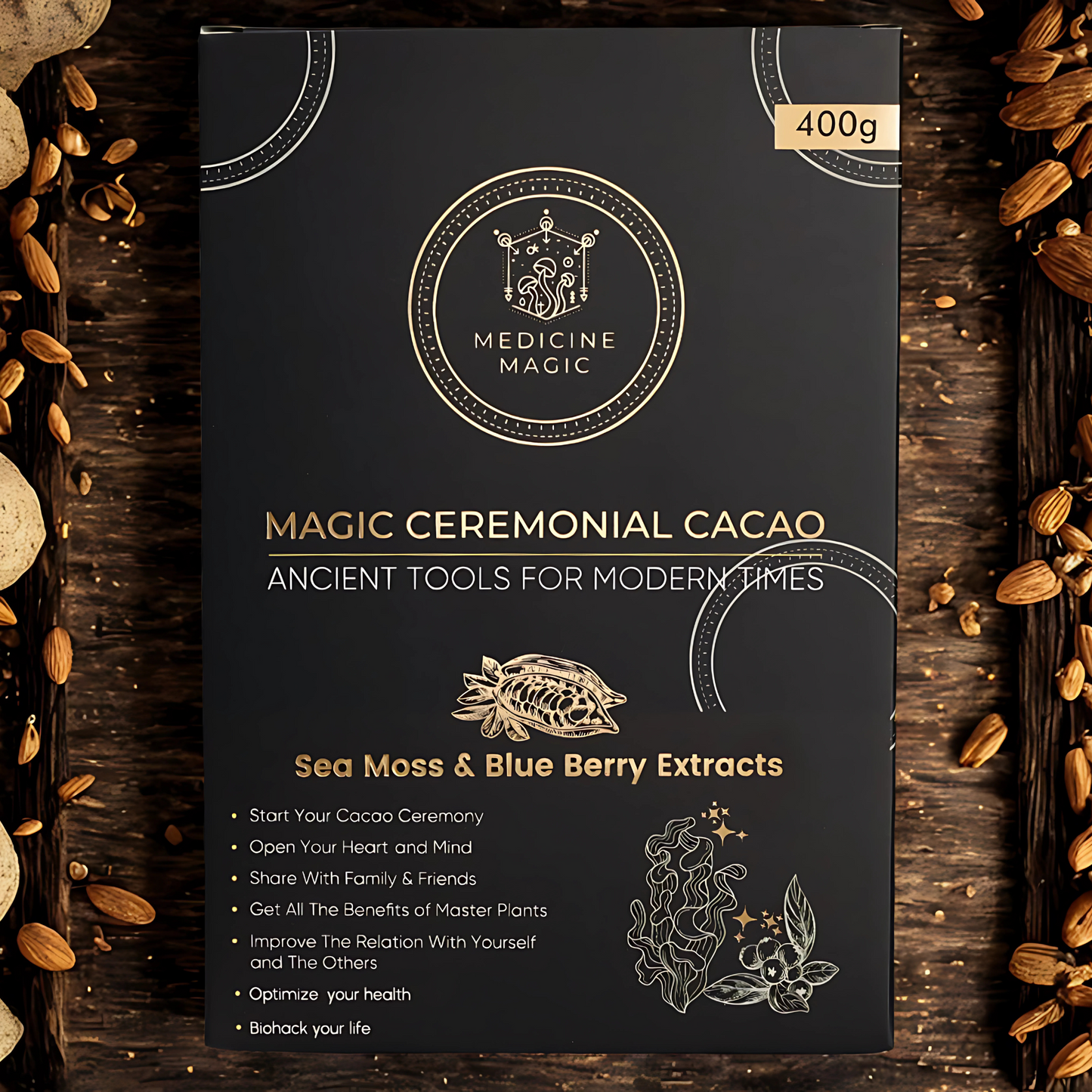 Ceremonial Grade Cacao Infused Sea Moss & Blue Berry Extracts