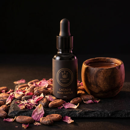 Kakao- & Rosa Lotus-Pflanzentropfen – Zeremonielle Mischung