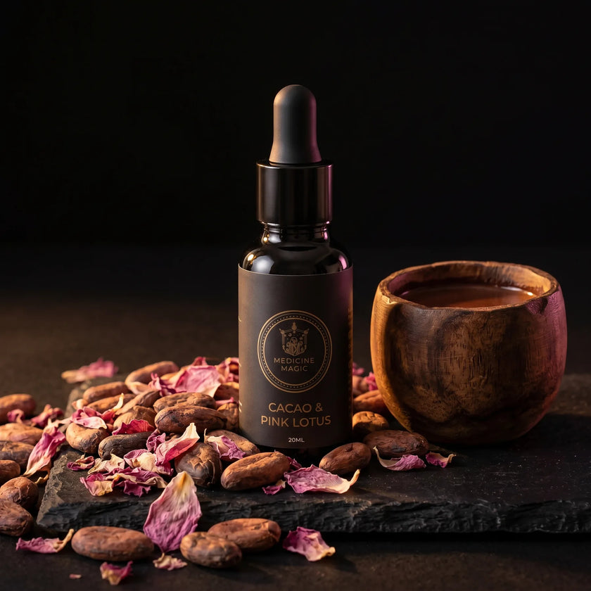 Kakao- & Rosa Lotus-Pflanzentropfen – Zeremonielle Mischung